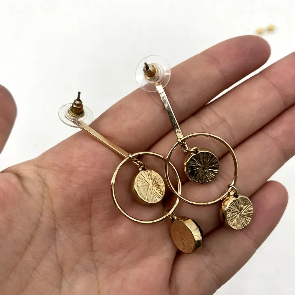 Druzy Dangle Gold Earrings